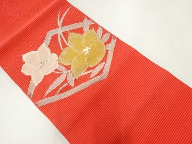 絽花模様織出し名古屋帯